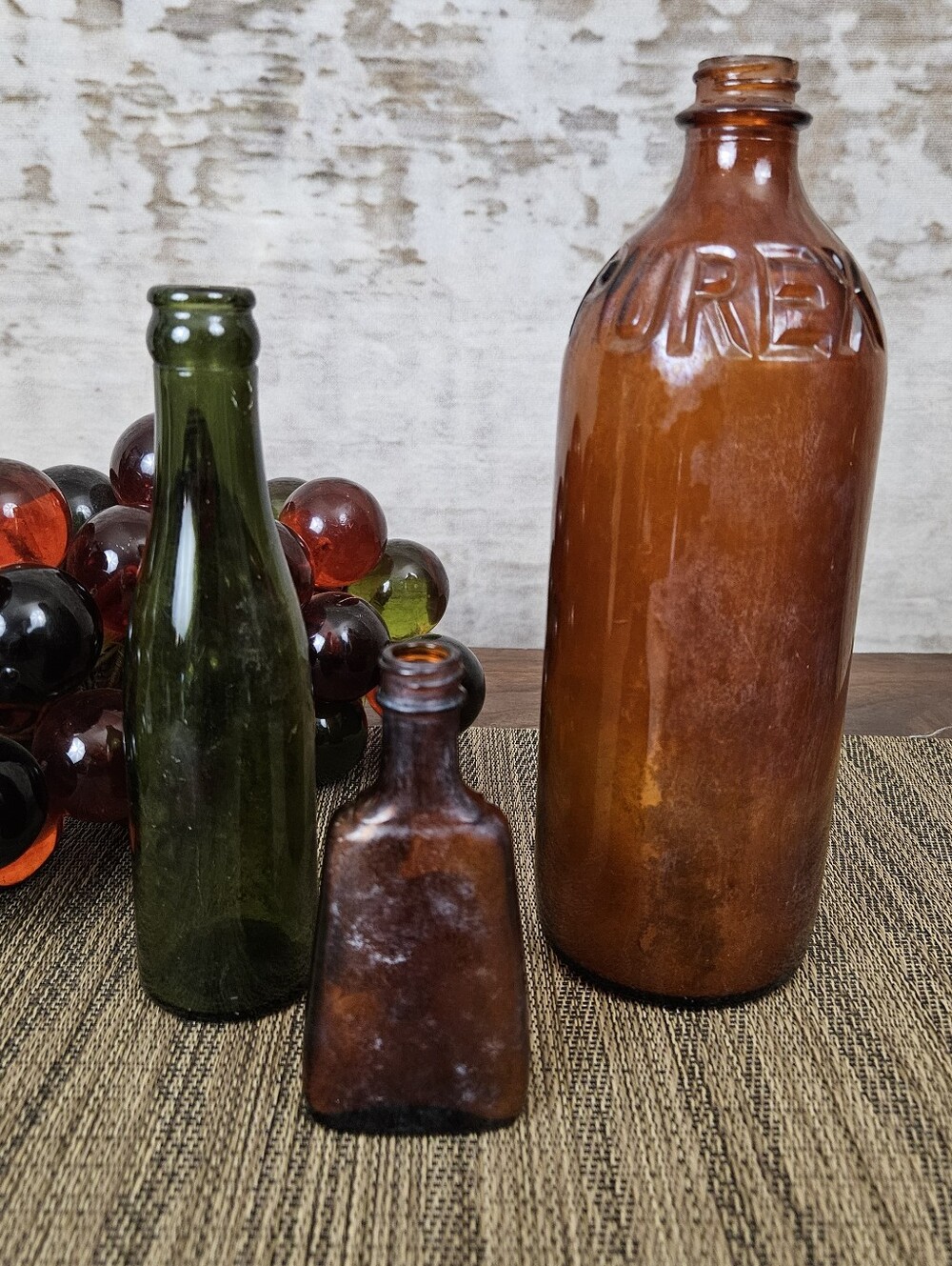 Vintage Glass Bottles Schilling McCormick Purex Vintage Amber Found Objects - Picture 3 of 10